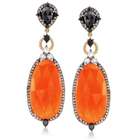 6.70 CT MULTISTONE DANGLE DROP EARRINGS - Picture 3 of 7